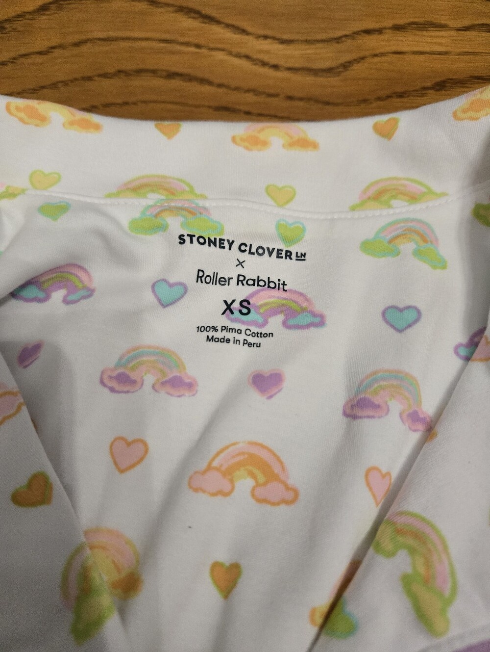 Stoney Clover Ln X Roller Rabbit Short Sleeve Pajama Set with Pastel Rainbow - Picture 2 of 5